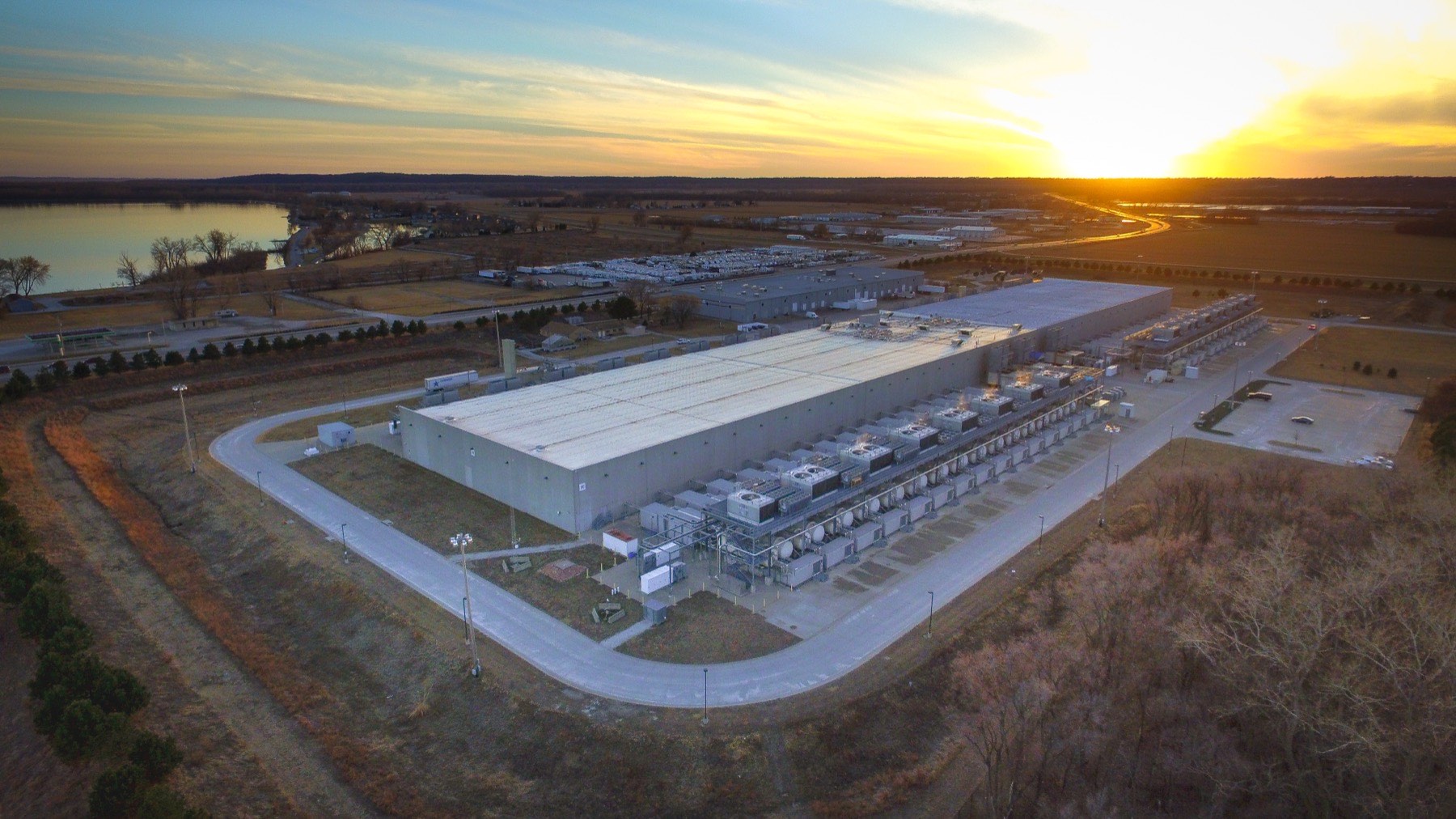 Ferrock AI campus energized at golden hour