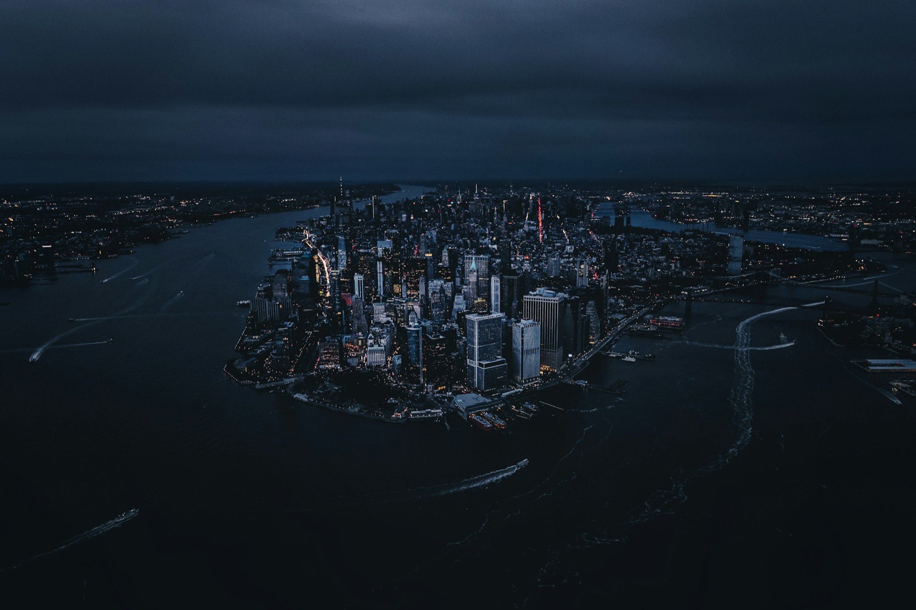 City grid from above at night